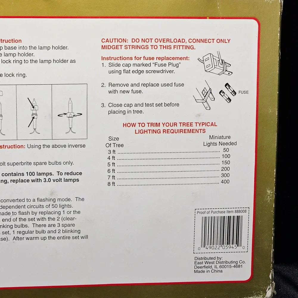 Vintage JoyBrite 100 Count Outdoor Indoor Flashing Regular‎ Miniature Light Set
